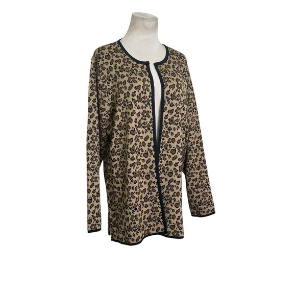 John Paul Richard leopard print long sleeves open front cardigan size XL - Picture 7 of 11